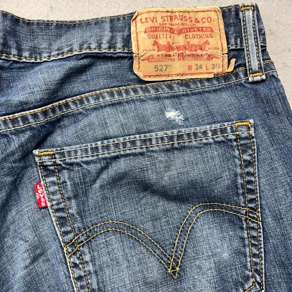 Levis 527 Slim Bootcut Jeans Mens‎ 34x30 Blue Denim Pants 100% Cotton 1630